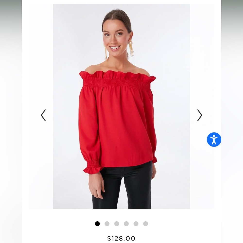 NWT Red Off the Shoulder Marguerite Blouse S